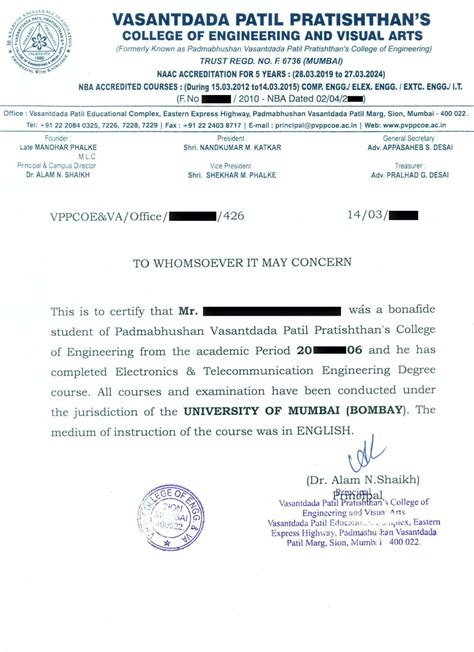 moi letter from mumbai university
